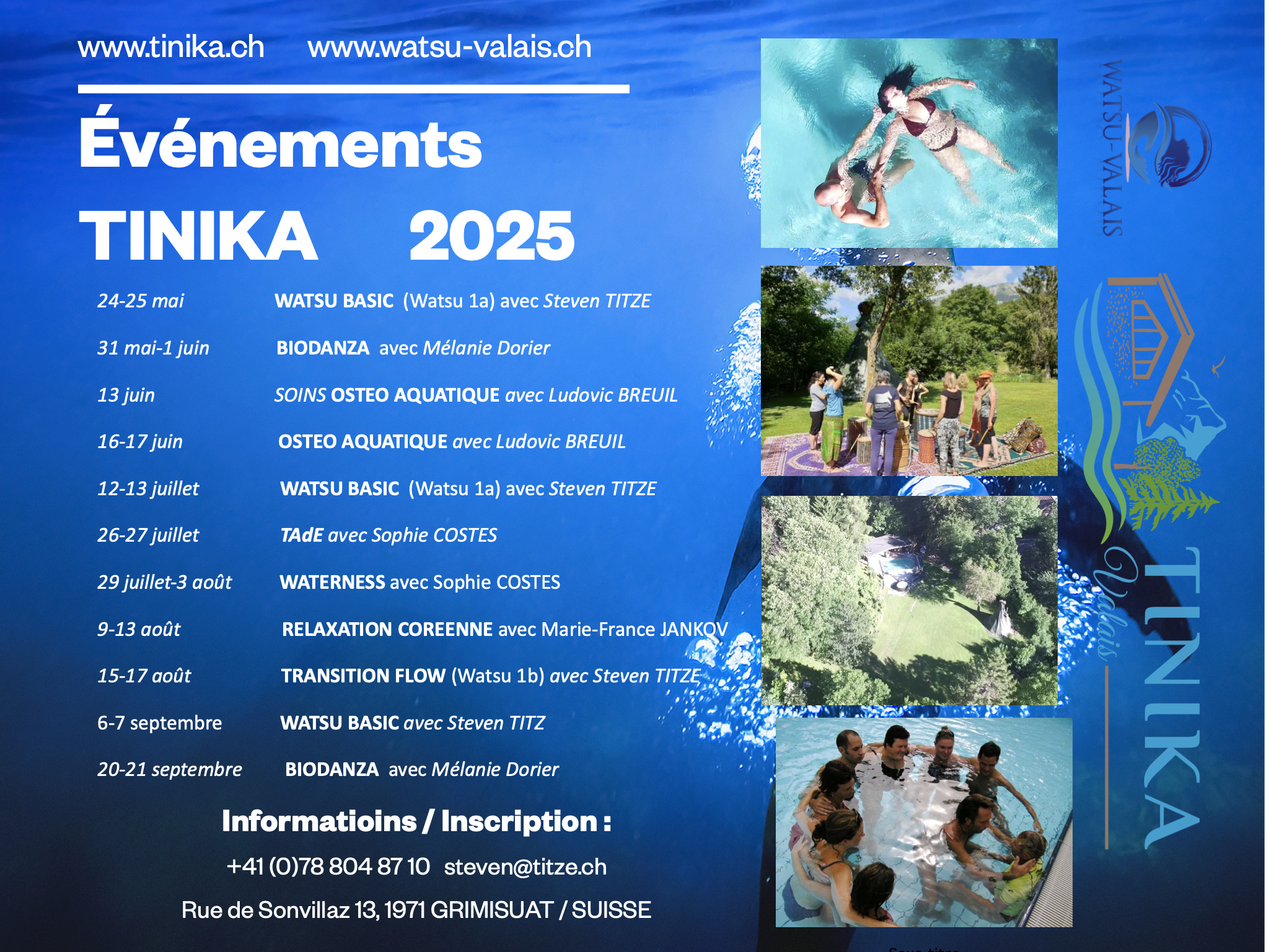Tinika Massage Sion Calendrier des cours 2025.1